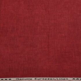 Linen Club Men's Linen 50 LEA Self Design Unstitched Shirting Fabric (Berry Red)