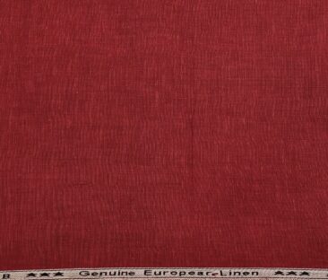 Linen Club Men's Linen 50 LEA Self Design Unstitched Shirting Fabric (Berry Red)