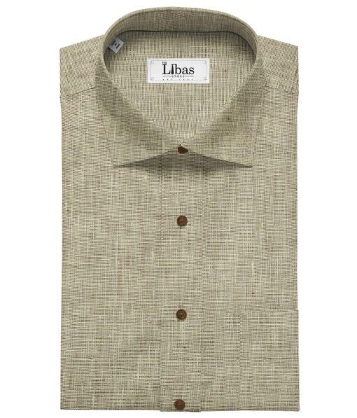 Linen Club Men's Linen 50 LEA Structured Unstitched Shirting Fabric (Beige)