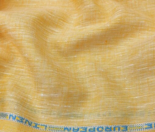Linen Club Men's Linen 50 LEA Self Design Unstitched Shirting Fabric (Merigold Orange)