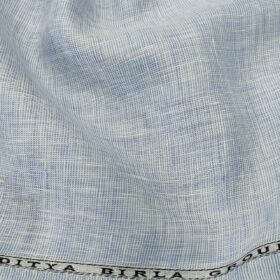 Linen Club Men's Linen 50 LEA Structured Unstitched Shirting Fabric (Sky Blue)