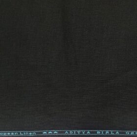 Linen Club Men's Linen Solid 3.50 Meter Unstitched Shirting Fabric (Black)