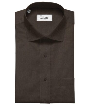 Linen Club Men's Linen Solid 2.25 Meter Unstitched Shirting Fabric (Dark Brown)
