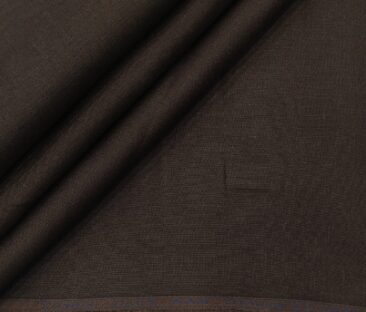 Linen Club Men's Linen Solid 2.25 Meter Unstitched Shirting Fabric (Dark Brown)
