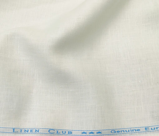 Linen Club Men's Linen 60 LEA Solid Unstitched Shirting Fabric (Milky White)