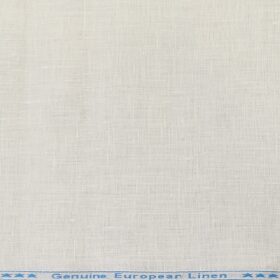 Linen Club Men's Linen 60 LEA Solid Unstitched Shirting Fabric (Milky White)