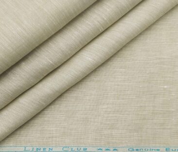 Linen Club Men's Linen Self Design 1.60 Meter Unstitched Shirting Fabric (Buttermilk Beige)