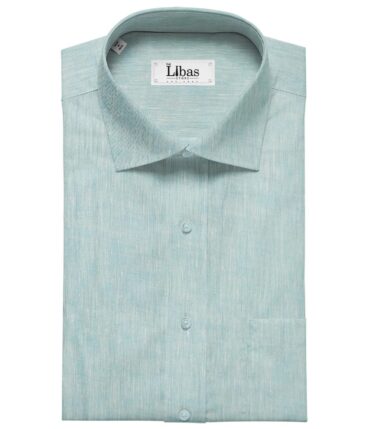 Linen Club Men's Linen Self Design 2.25 Meter Unstitched Shirting Fabric (Arctic Blue)