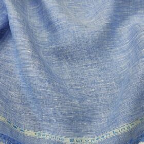 Linen Club Men's Linen 60 LEA Self Design Unstitched Shirting Fabric (Light Blue)