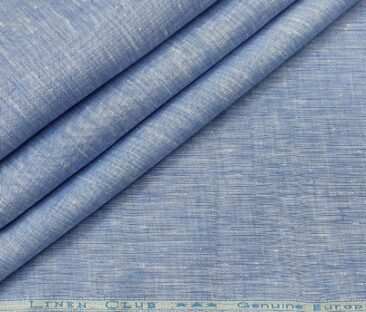 Linen Club Men's Linen 60 LEA Self Design Unstitched Shirting Fabric (Light Blue)