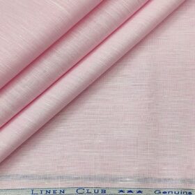 Linen Club Men's Linen 60 LEA Self Design Unstitched Shirting Fabric (Light Pink)