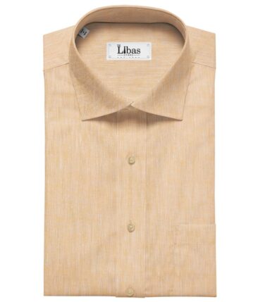 Linen Club Men's Linen Self Design 2.25 Meter Unstitched Shirting Fabric (Orange)