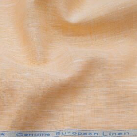 Linen Club Men's Linen Self Design 2.25 Meter Unstitched Shirting Fabric (Orange)