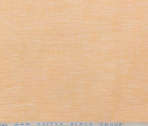 Linen Club Men's Linen Self Design 2.25 Meter Unstitched Shirting Fabric (Orange)