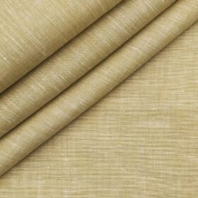 Linen Club Men's Linen Self Design 2.25 Meter Unstitched Shirting Fabric (Shortbread Beige)
