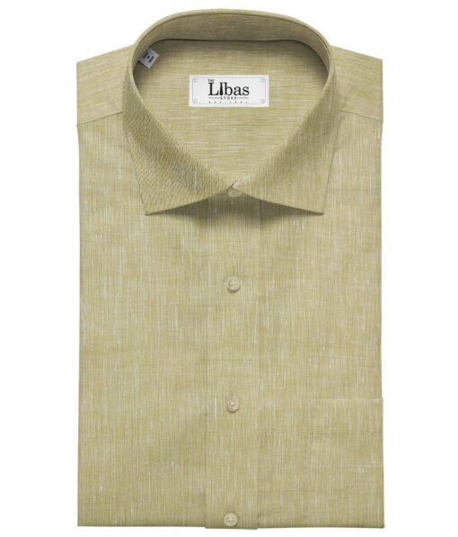 Linen Club Men's Linen 60 LEA Self Design Unstitched Shirting Fabric (Shortbread Beige)