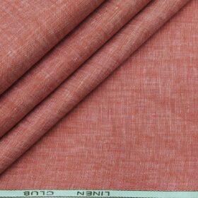 Linen Club Men's Linen Self Design 2.25 Meter Unstitched Shirting Fabric (Blush Red)