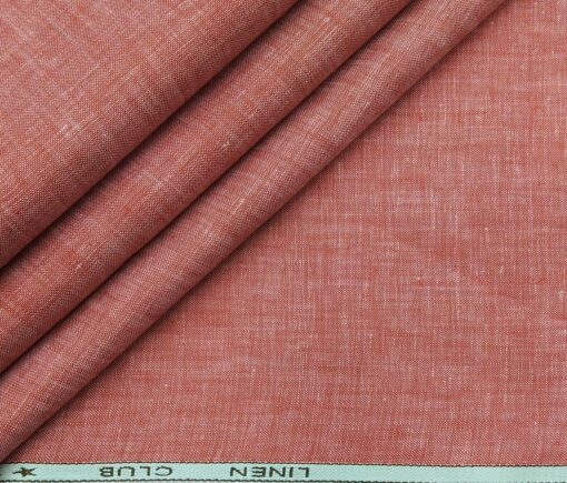 Linen Club Men's Linen Self Design 2.25 Meter Unstitched Shirting Fabric (Blush Red)