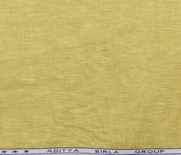 Linen Club Men's Linen Self Design 2.25 Meter Unstitched Shirting Fabric (Corn Yellow)
