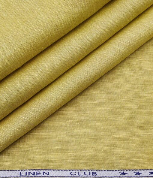 Linen Club Men's Linen Self Design 2.25 Meter Unstitched Shirting Fabric (Corn Yellow)