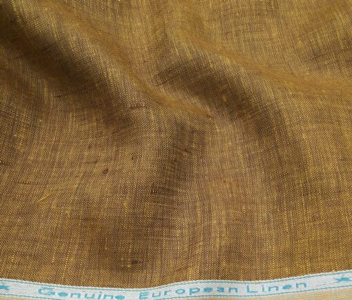 Linen Club Men's Linen Self Design 2.25 Meter Unstitched Shirting Fabric (Dijon Yellow)