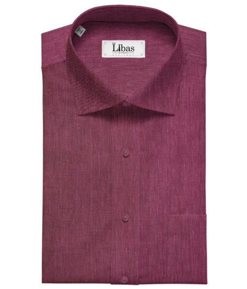 Linen Club Men's Linen 60 LEA Self Design Unstitched Shirting Fabric (Dark Magenta)