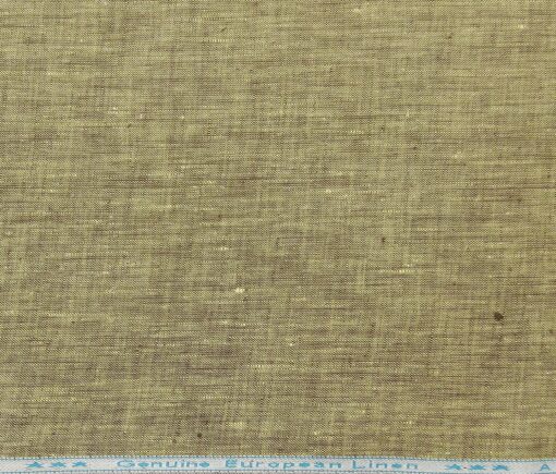 Linen Club Men's Linen Self Design 2.25 Meter Unstitched Shirting Fabric (Flaxen Yellow)