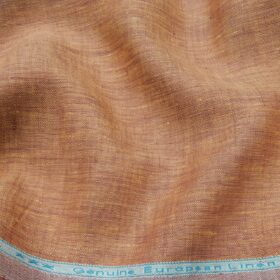 Linen Club Men's Linen Self Design 2.10 Meter Unstitched Shirting Fabric (Sandstone Orange)