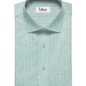 Linen Club Men's Linen Striped 2.25 Meter Unstitched Shirting Fabric (Arctic Blue)