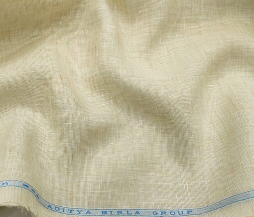 Linen Club Men's Linen 70 LEA Self Design Unstitched Shirting Fabric (Buttermilk Beige)