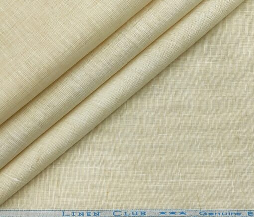 Linen Club Men's Linen 70 LEA Self Design Unstitched Shirting Fabric (Buttermilk Beige)