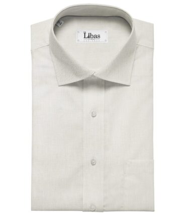 Linen Club Men's Linen 80 LEA Solid Unstitched Shirting Fabric (Milky White)