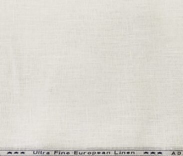 Linen Club Men's Linen 80 LEA Solid Unstitched Shirting Fabric (Milky White)