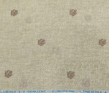 Linen Club Men's Linen 60 LEA Embroidered Unstitched Shirting Fabric (Tan Beige)