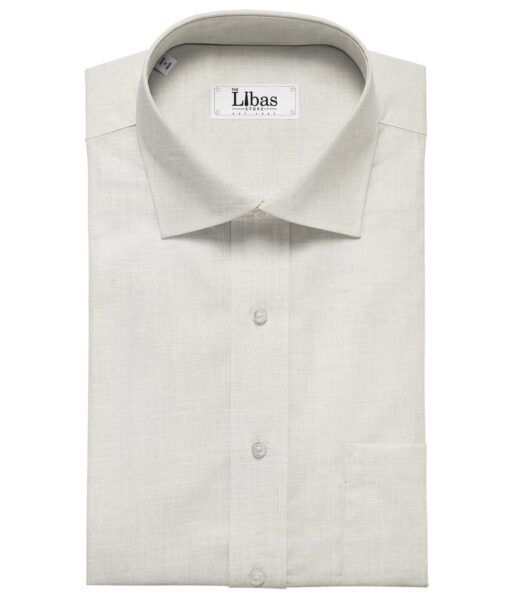 Linen Club Men's Linen 100 LEA Solid Unstitched Shirting Fabric (Milky White)
