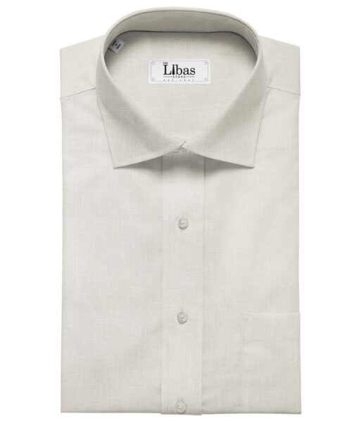 Linen Club Men's Linen 120 LEA Solid Unstitched Shirting Fabric (Milky White)
