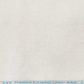Linen Club Men's Linen 120 LEA Solid Unstitched Shirting Fabric (Milky White)