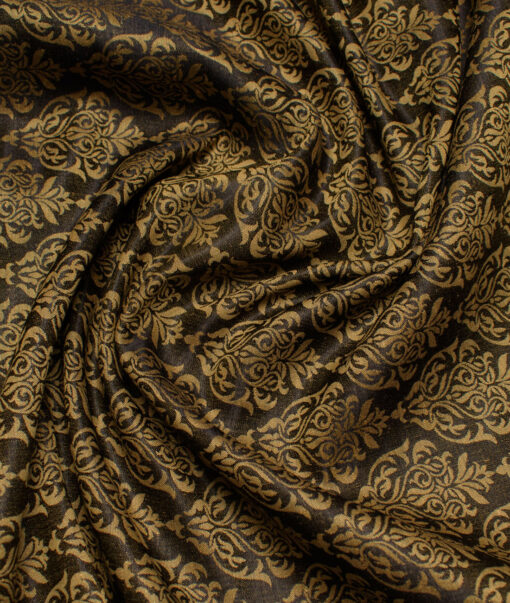 Linen Club Men's Linen Jacquard Unstitched Shirting Fabric (Dark Brown) - Image 4
