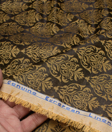 Linen Club Men's Linen Jacquard Unstitched Shirting Fabric (Dark Brown) - Image 3