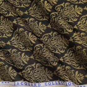 Linen Club Men's Linen Jacquard 2.50 Meter Unstitched Kurta Fabric (Dark Brown)