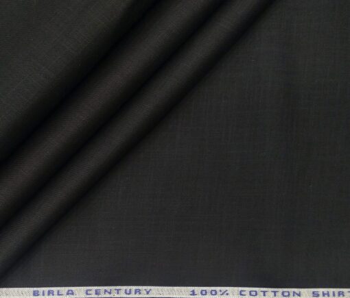 Birla Century Men's Cotton Solid 3.50 Meter Unstitched Shirting Fabric (Black)