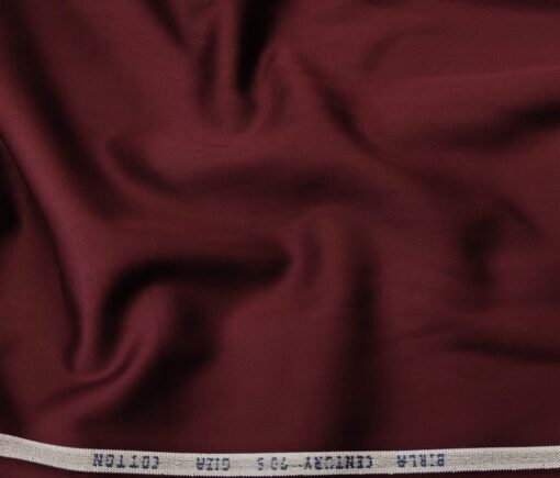 Birla Century Men's 70's Giza Cotton Solids 1.60 Meter Unstitched Shirting Fabric (Dark Wine)