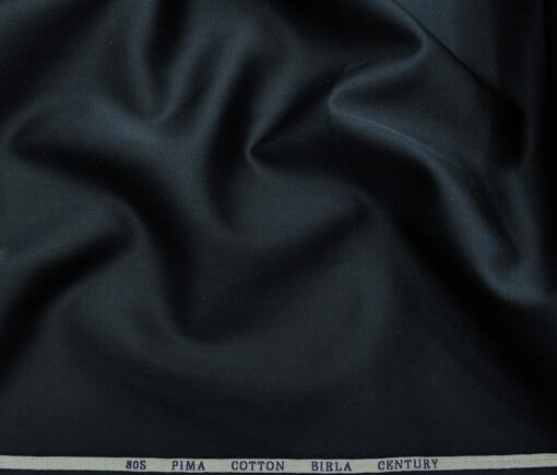 Birla Century Men's 80's Pima Cotton Solids 1.60 Meter Unstitched Shirting Fabric (Darl Navy Blue)