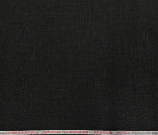 Burgoyne Men's Linen Solid 3.50 Meter Unstitched Shirting Fabric (Black)