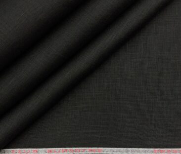 Burgoyne Men's Linen Solid 3.50 Meter Unstitched Shirting Fabric (Black)