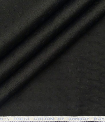 Bombay Rayon Men's Cotton Dobby 1.60 Meter Unstitched Shirting Fabric (Black)