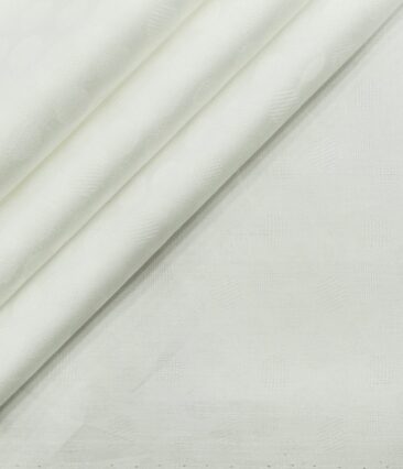 Bombay Rayon Men's Cotton Jacquard 1.60 Meter Unstitched Shirting Fabric (White)