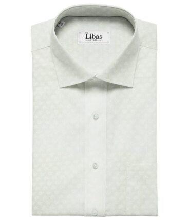 Bombay Rayon Men's Cotton Jacquard 1.60 Meter Unstitched Shirting Fabric (White)