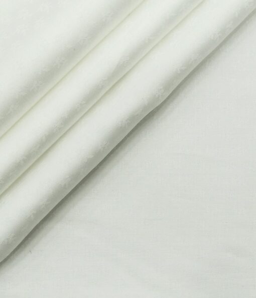 Bombay Rayon Men's Cotton Jacquard 1.60 Meter Unstitched Shirting Fabric (White)