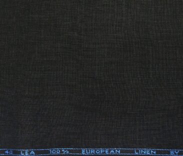 J.Hampstead Men's Linen Solids 3.50 Meter Unstitched Shirting Fabric (Black)